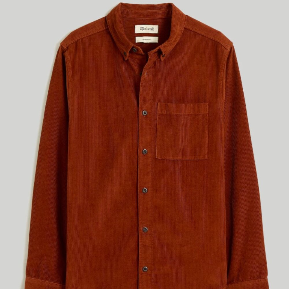Madewell Corduroy Perfect Long-Sleeve Shirt (M)